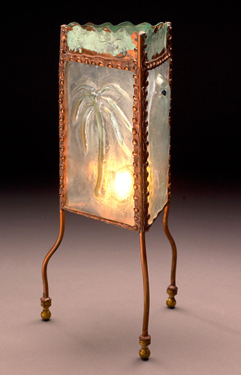 slumped glass on lamp